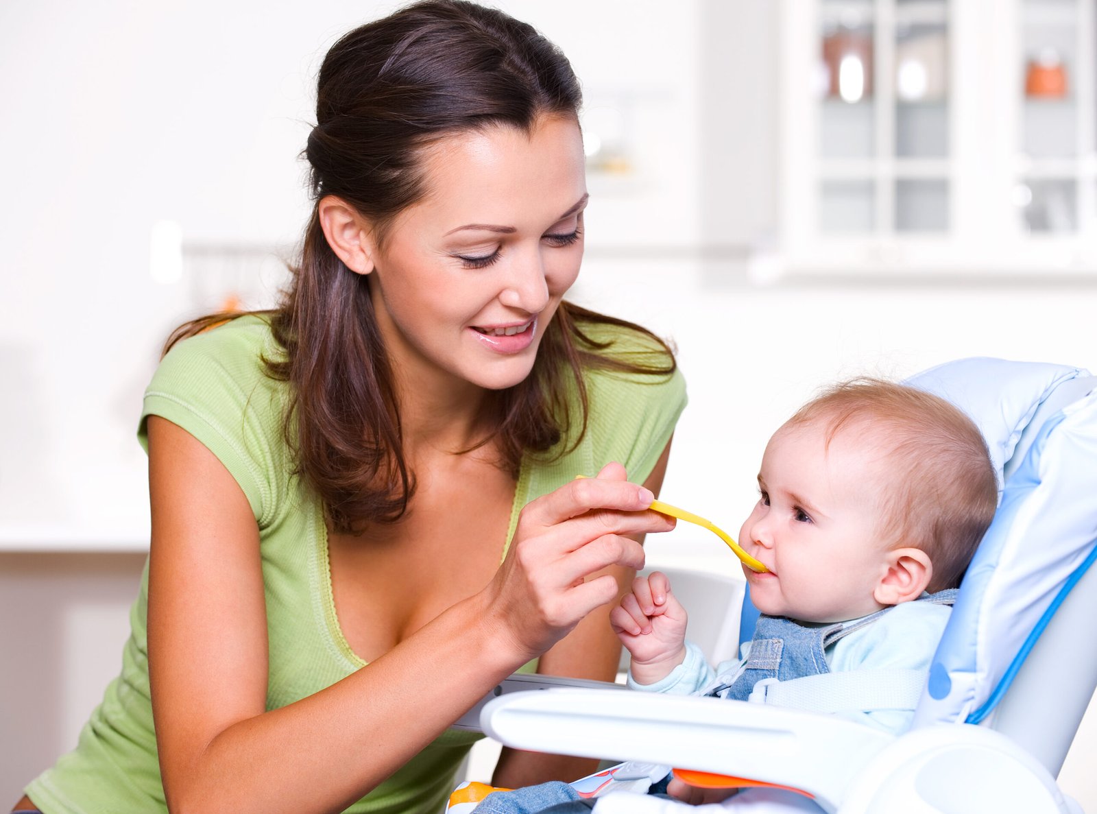 Mom feeding baby